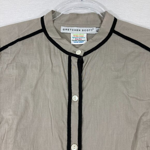 Gretchen Scott Gray Black 3/4 Sleeve Cotton Button Down XL Minimalist - Picture 3 of 12